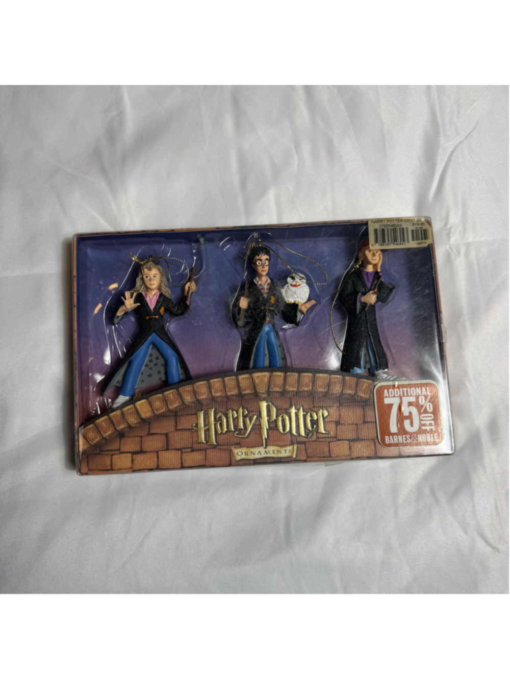 Vintage 2000 Kurt Adler Harry Potter Ron Hermione Hedwig 3 Ornament Set NIB